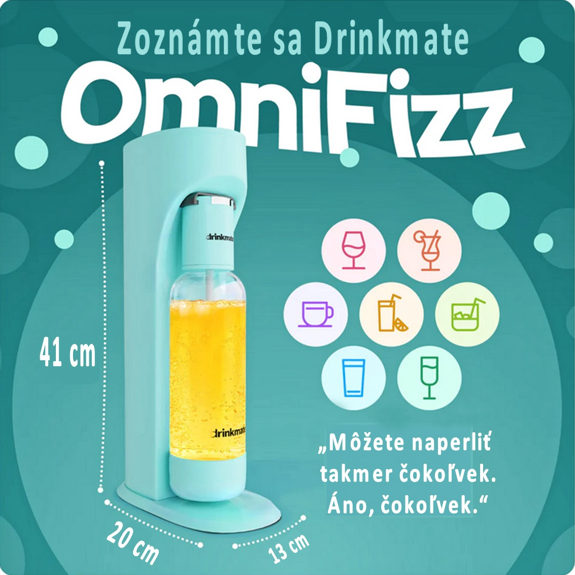 Obrázok 3 - Výrobník sódy a zmiešavač Drinkmate OmniFizz Biely BEZ BOMBIČKY CO2